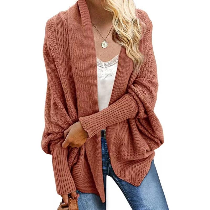 Women's Knitted Shawl Sweater Bat Sleeve Large Size Knitted Cardigan Sweater Coat