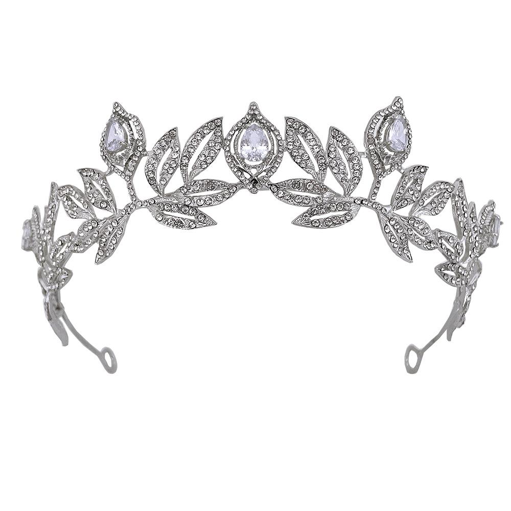 

New Korean Style Bridal Zircon Crown Alloy Rhinestone Wedding Accessories Princess Leaf Wedding Tiara