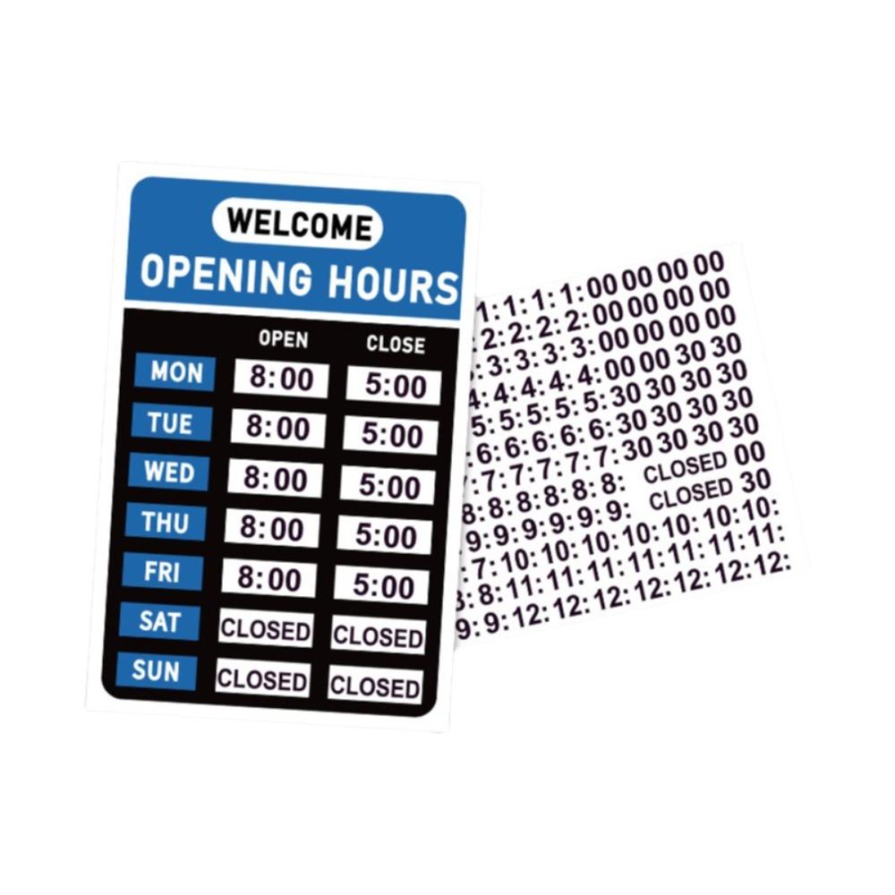Self-Adhesive Business Hours Sticker Waterproof Open Close Time Sign  Glass Door Application