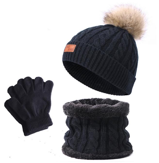 

Европейский и американский детский теплый набор шапка, шарф и перчатки для осени/зимы