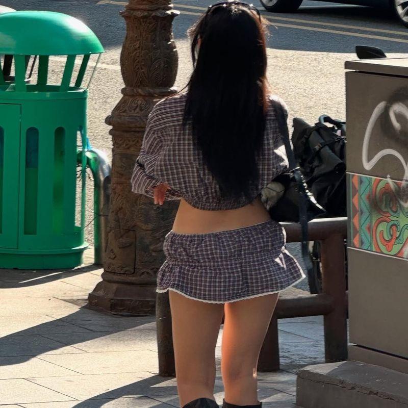 Za New Fall Women's Clothing 2025 Fashion Style Pattern Sling Lapel Midriff Outfit Long Sleeves Shirt Skirt Three-Piece Set