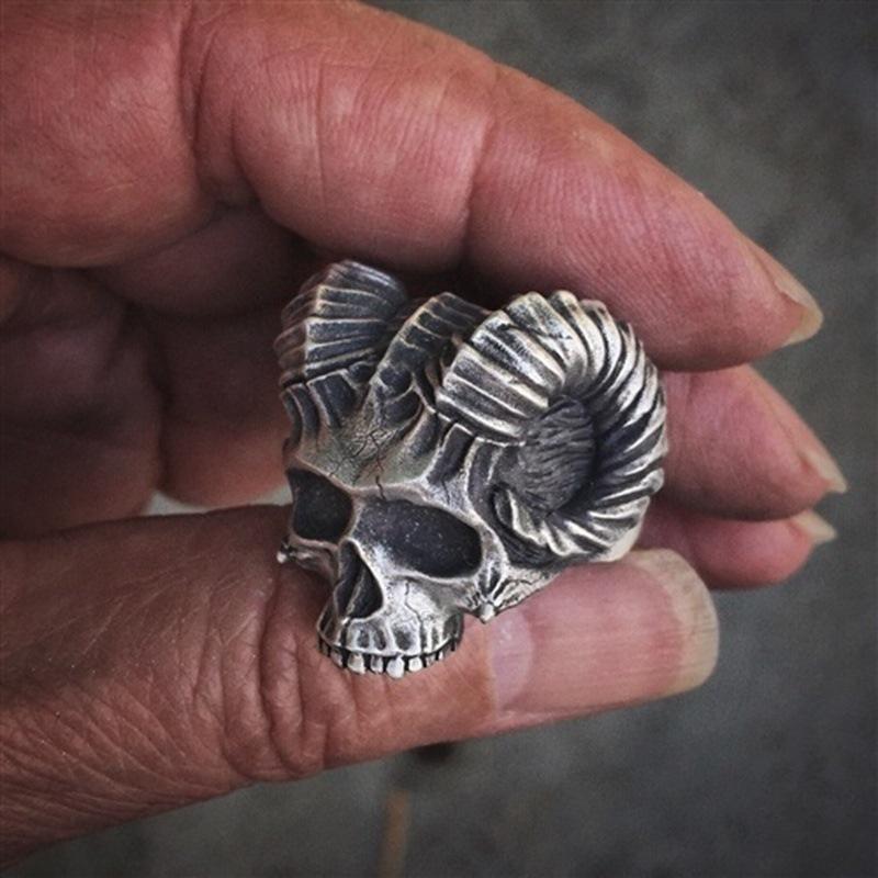Trendy New Jewelry Satan Ram Horns Devil Ring Skull Goth Anti Men's Ring