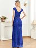 Elegant Blue Sequined Mermaid Evening Gown