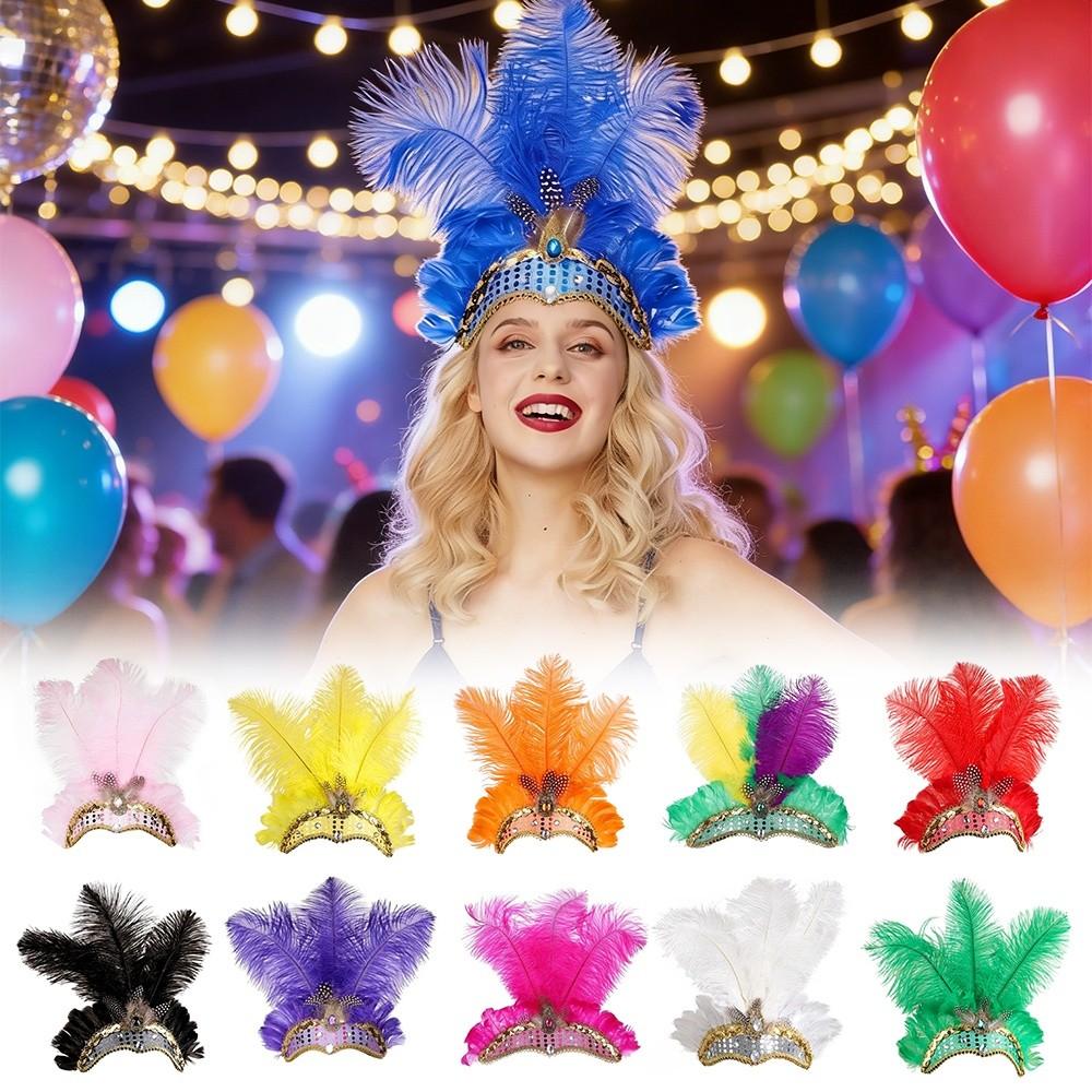 Colorful Feather Headpiece Brazilian Carnival Stage Performance Feather Headdress Decorative Hair Accessories