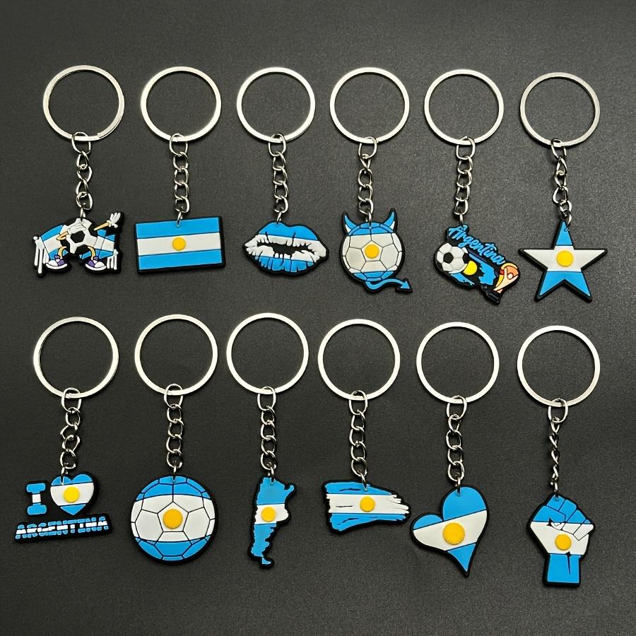 12pcs Creative Cartoon Argentina Football Series Keychain Pendants Bag Hanging Ornaments Car Pendant Fashion Small Gift 12pcs