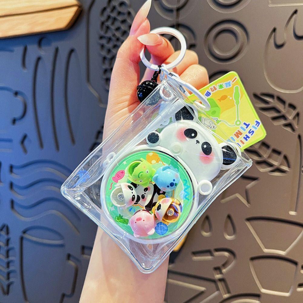 Rotating Fishing Fishing Toy Keychain Anti Loss Car Key Ring Cartoon Bag Pendant  Birthday Gift