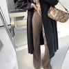 Casual Thick Knitted Women Pants Elastic High Waist Loose Female Wide Leg Pant Long Trousers Autumn Winter Striped Pantalon