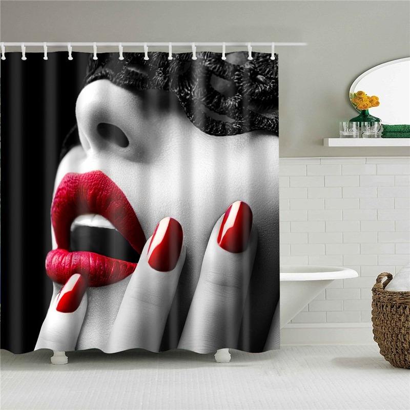 Abstract African Shower Curtain Prints Fabric Polyester Curtains For Bathroom Waterproof Bath Curtain Hooks Decoration
