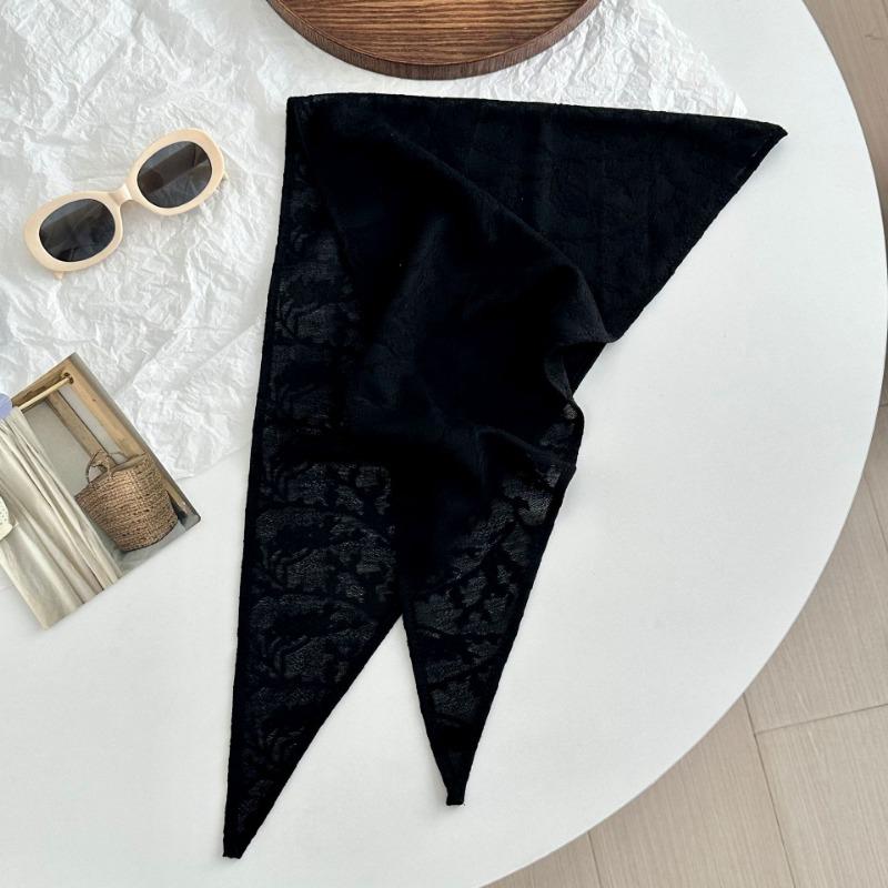 Silk scarf new double-sided pattern texture cotton and linen neck protection small scarf headband headband triangular scarf waist tie