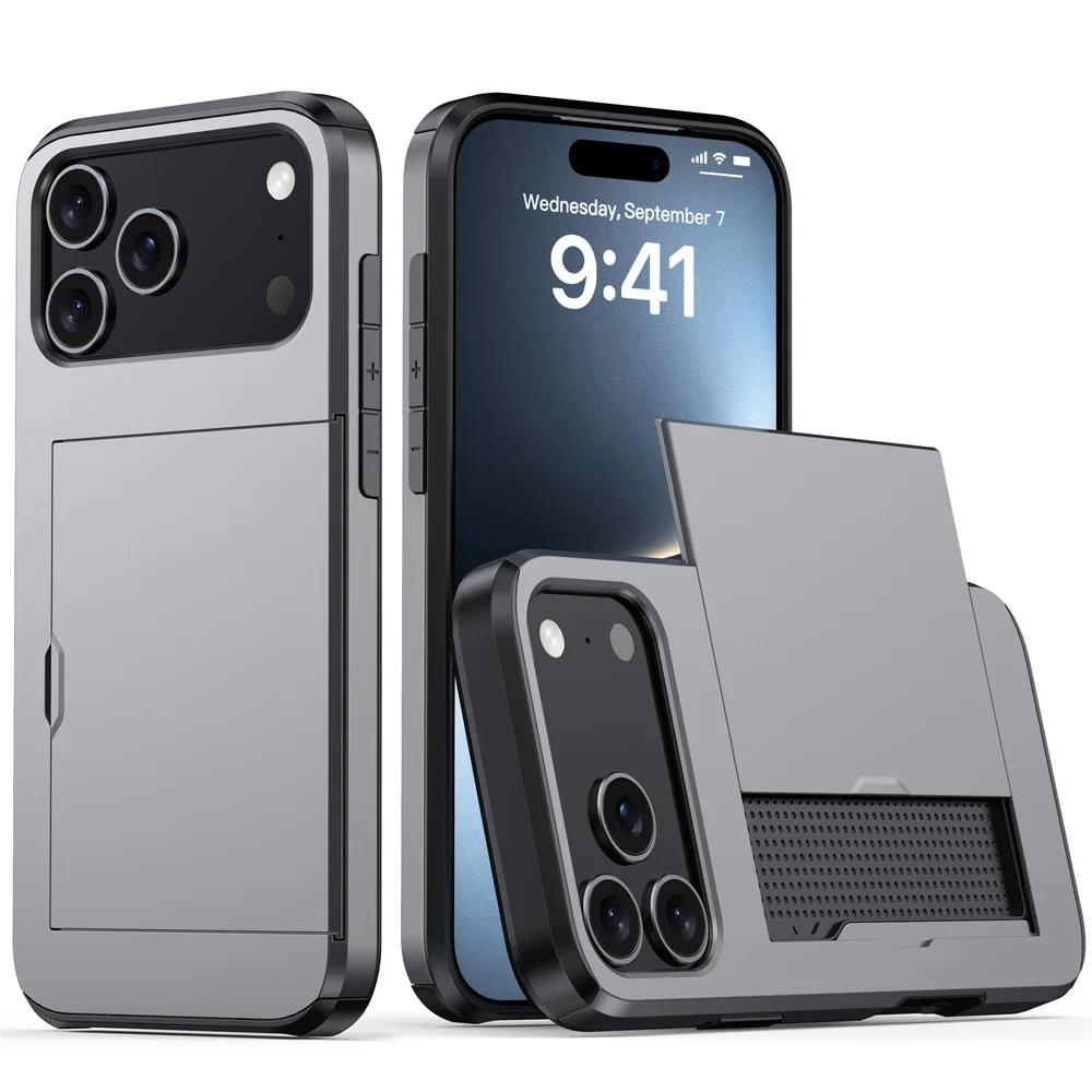 Case for IPhone 17 Air 16 15 14 Plus 13 12 11 Pro Max 16e 13Mini 12Mini With Wallet Card Holder Shockproof Protective Cover