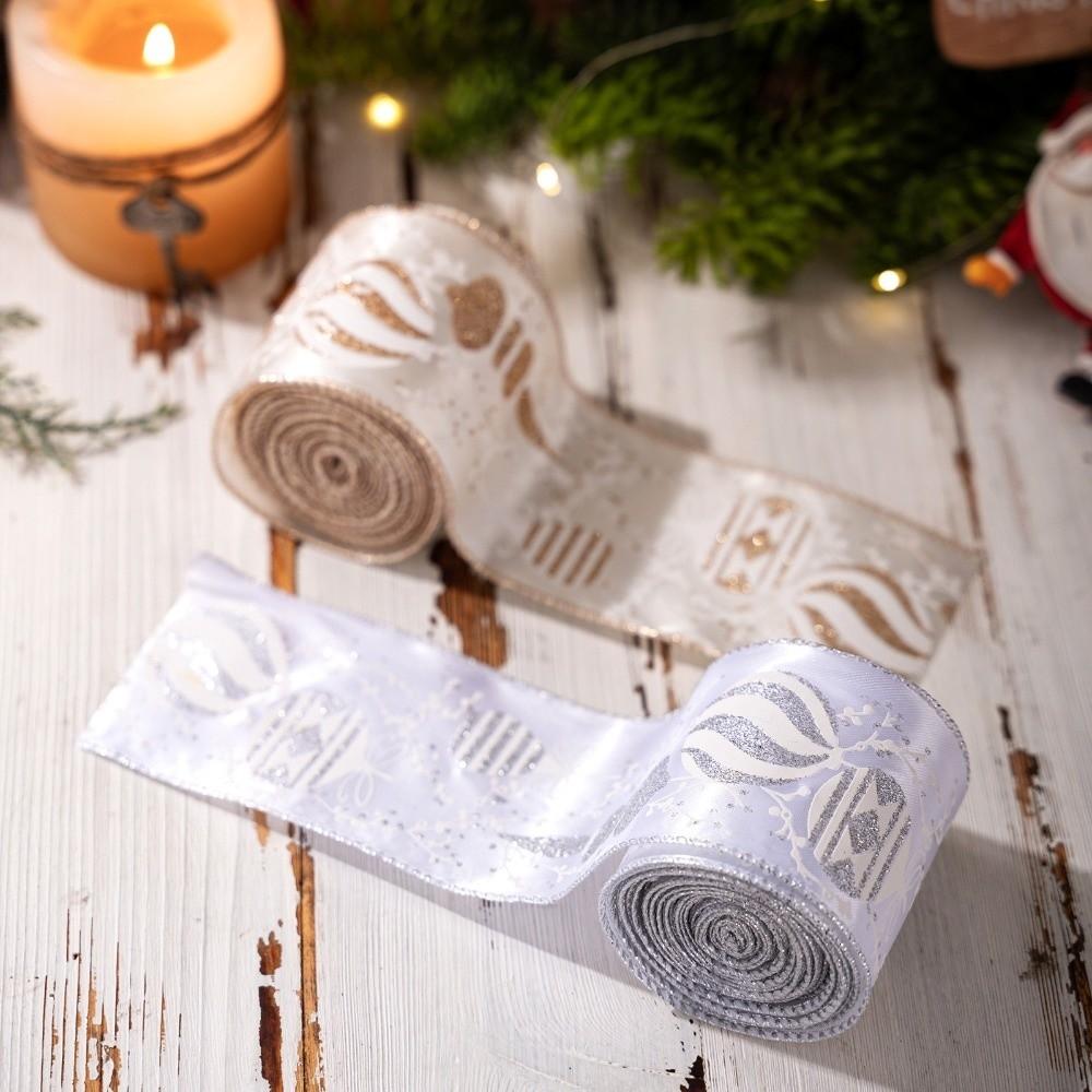 DIY Christmas Bow Ribbon Gold Fabric Swirl Ribbon New Christmas Tree Ribbon  Xmas Gift