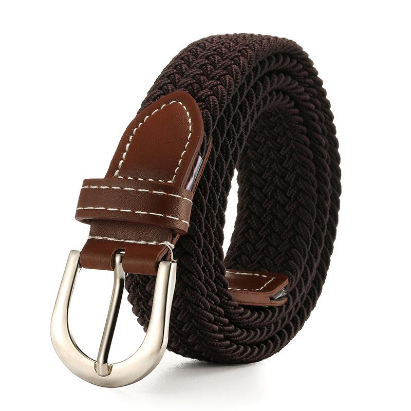 Solid Color Ladies' Elastic Woven Canvas Belt with Pin Buckle