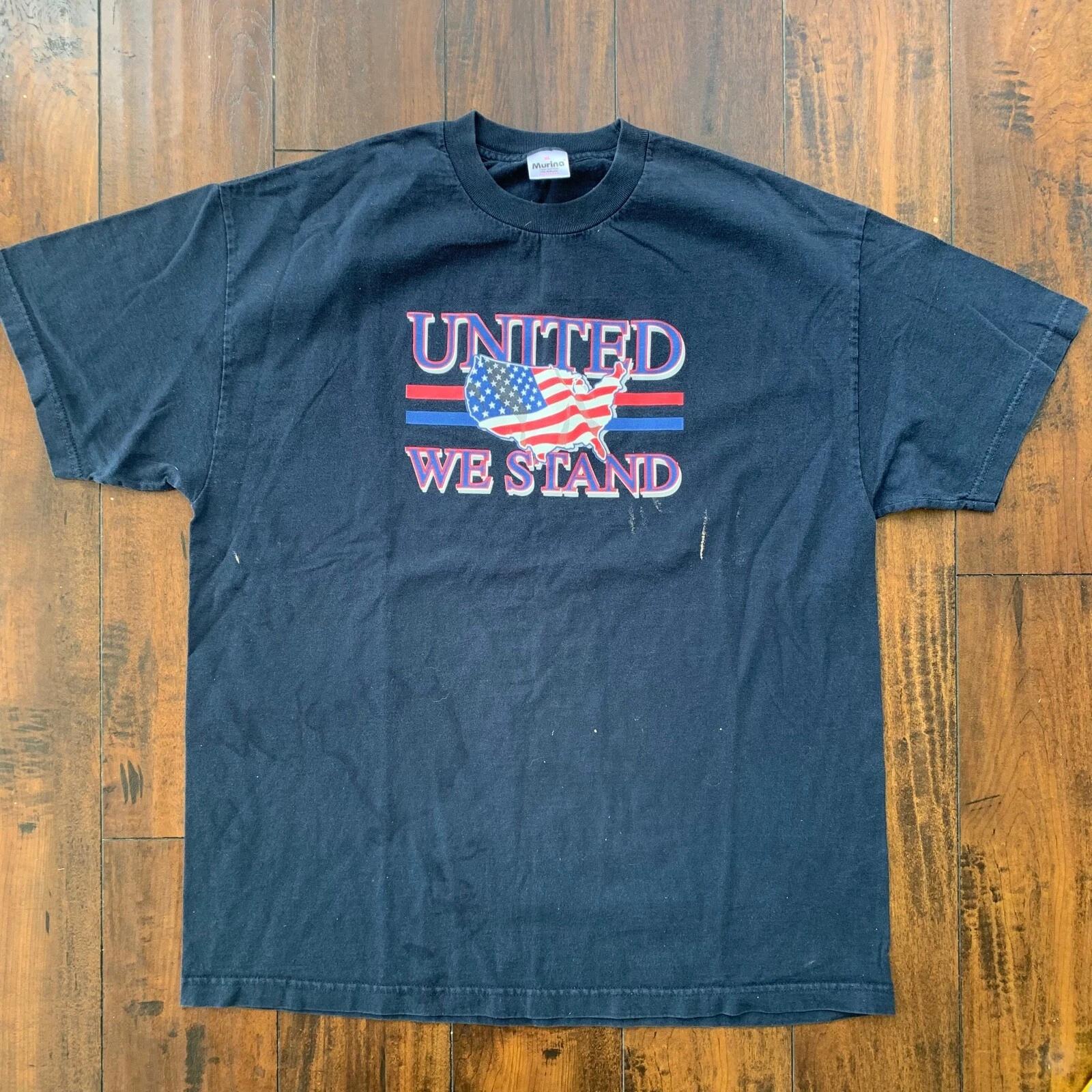 USA United We Stand Vintage T Shirt America Country Love Rap Eagle Flag Music L