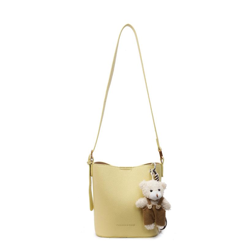 This Year's Hot Sale, Simple Temperament, Advanced Sense, Lychee Pattern Bucket Bag, Work Leisure Commuting Versatile Messenger Child and Mother Bag