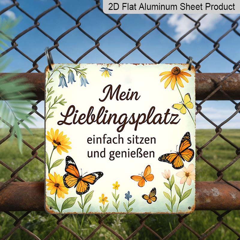 

2D Flat - 1pc, Vintage Metal Sign, Decorative Plaque and Ornament, Butterfly Garden Quote Theme, Natural Pastoral Style, Suitable for Decorating 20*20cm