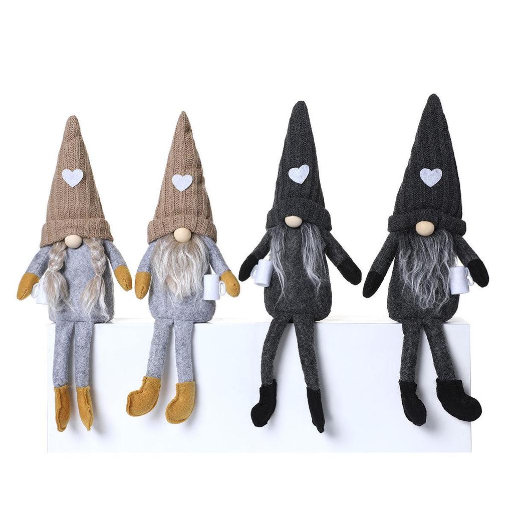 Faceless Knitted Doll with Hanging Legs - Christmas Ornament for Home Decor