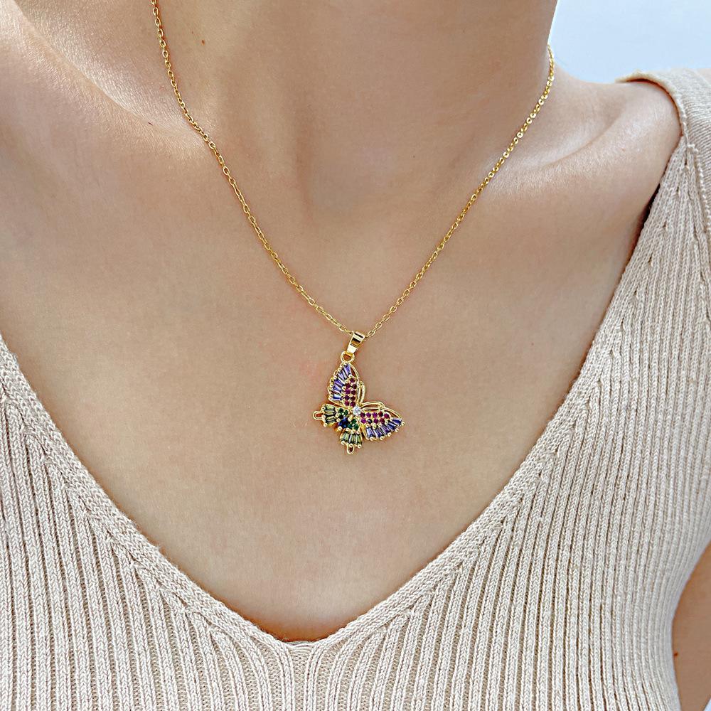 OPK Multicolor Butterfly Clavicle Chain Fashion Stainless Steel Necklace Girl