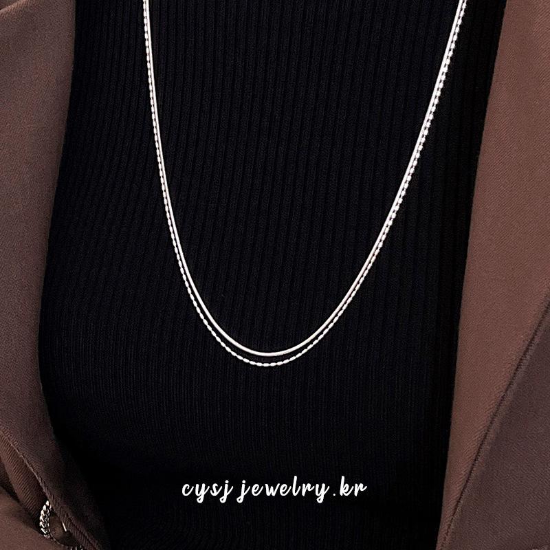 Cui Yan S925 Sterling Silber Doppellagige Runde Perle Koreanischer Stil Verstellbare Choker-Halskette für Damen