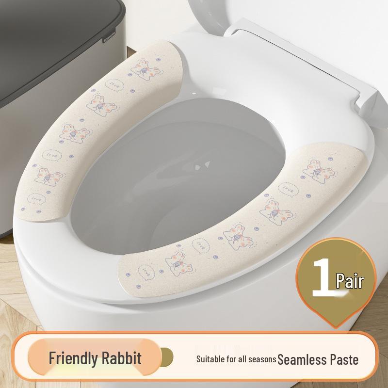 Cute Cartoon Washable Flannel Toilet Seat Pad with Adhesive and Electrostatic Adsorption