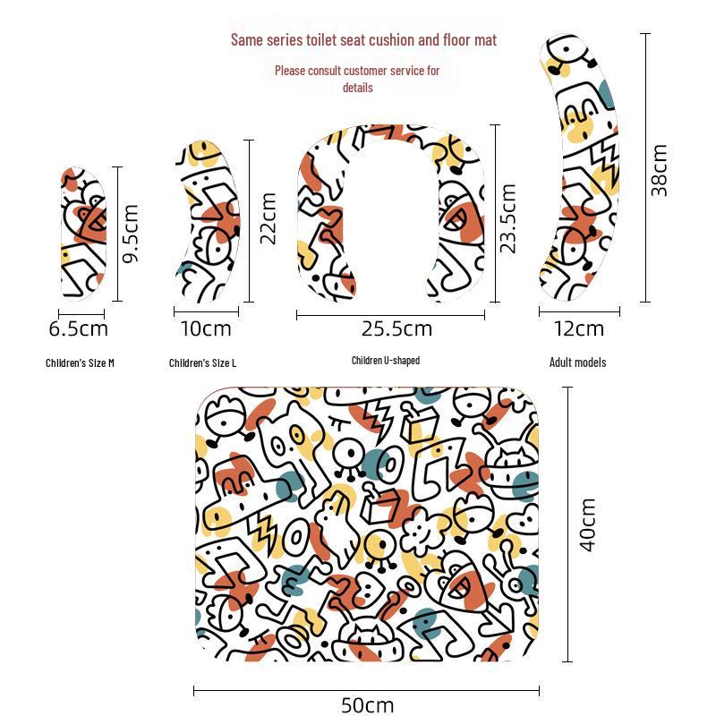 Children's Cartoon Self-Adhesive Washable Toilet Seat Cushion Pad