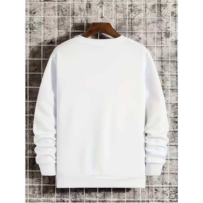 Plus Size Men's Casual Crewneck Sweatshirt, Graphic Print, Comfortable Breathable For Daily Wear.