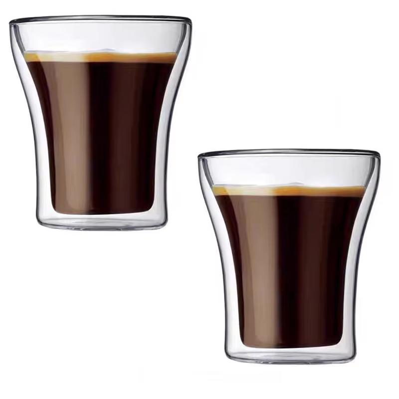100ml/200ml/250ml Doppelwandige Gläser Hochborosilikatglas Hitzebeständige Kaffeetassen Transparentes Wein-Schnapsglas Trinkgeschirr