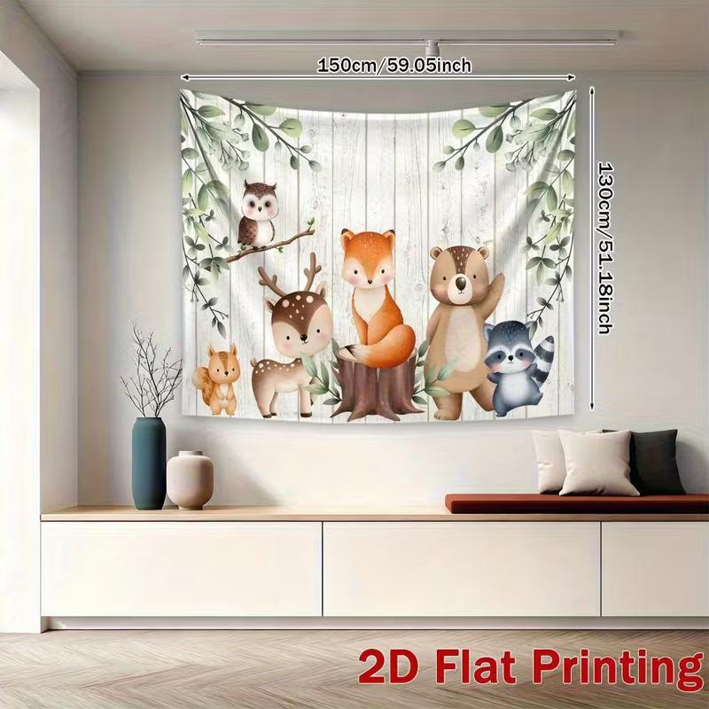 2D Rustic Woodland Creatures Background Banner for Kids' Photo Shoot