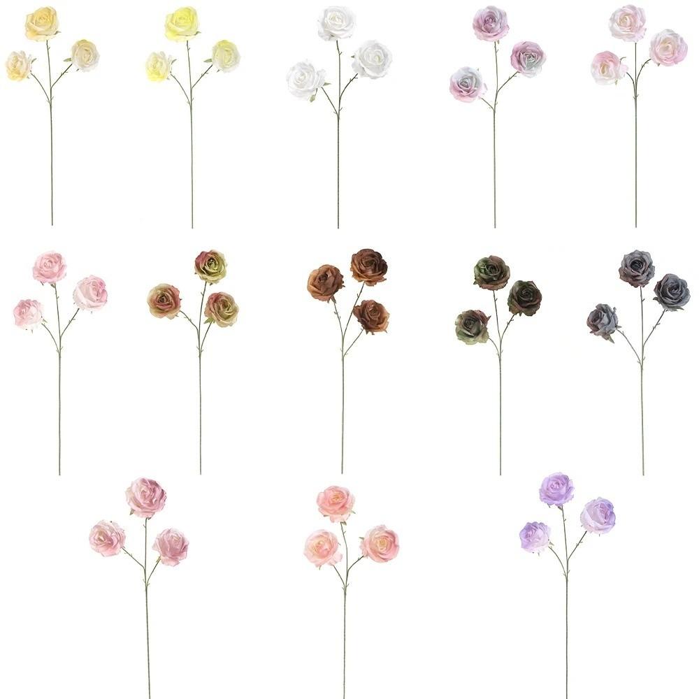 3 Heads Simulated Rose Bouquet Vintage Artificial Flowers Simulation Flowers  Valentine's Day Gift