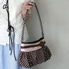 Retro Polka Dot Underarm Bag Cute Pleated Cloud Bag Wooden Button-Decor Handbag Casual And Versatile Commuter Shoulder Bag