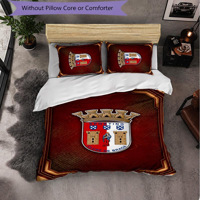 Braga FC Themed Bedding 3Pcs Duvet Cover Set Decorative Bed Linen For Teen Room Home Decoration