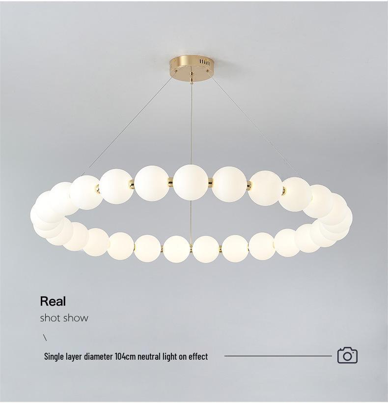 Nordic Modern Minimalist LED Chandelier - Pearl Necklace Design for Living Room, Bedroom, and Restaurant.