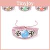 Chic Multi-layer Pink Leather Bracelet Featuring All Twelve Zodiac Signs