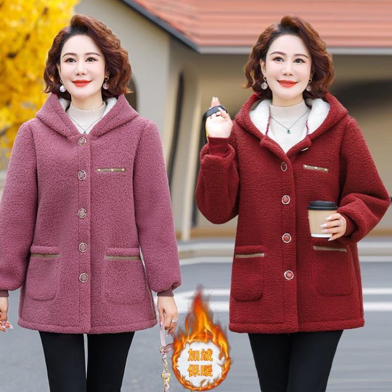 Autumn and Winter Models Fleece Thickened Lamb Fleece Jacket Loose Women's Clothing Large Size Warm Cotton-padded Clothes Women