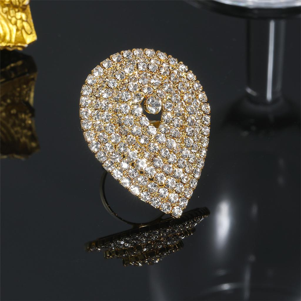 Fashion Teardrop Crystal Ring Temperament Shiny Opening Adjustable Ring Women's Ring Hand Jewelry