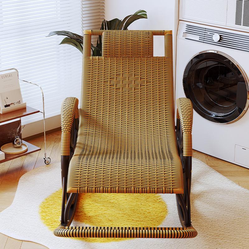 Rattan Rocking Chair Recliner Chair Adult Rocking Recliner Chair Balcony Home Leisure Rattan Elderly Lounge Chair Floor Chair