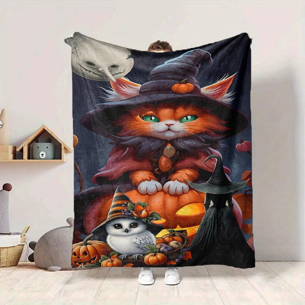 1pc Halloween Cat Costume Blanket Lightweight Blanket Throw Blanket For Sofa, Bed, Travel, Camping, Livingroom, Office, Couch, Chair yy251010015