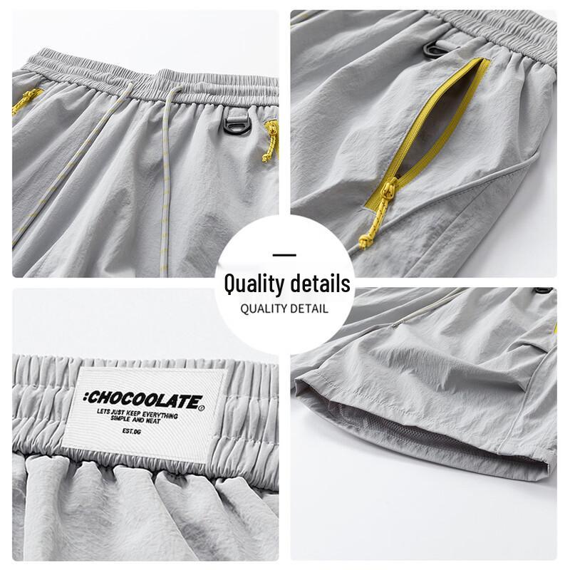 CHOCOOLATEit Men's Ice Silk Patchwork Loose Shorts