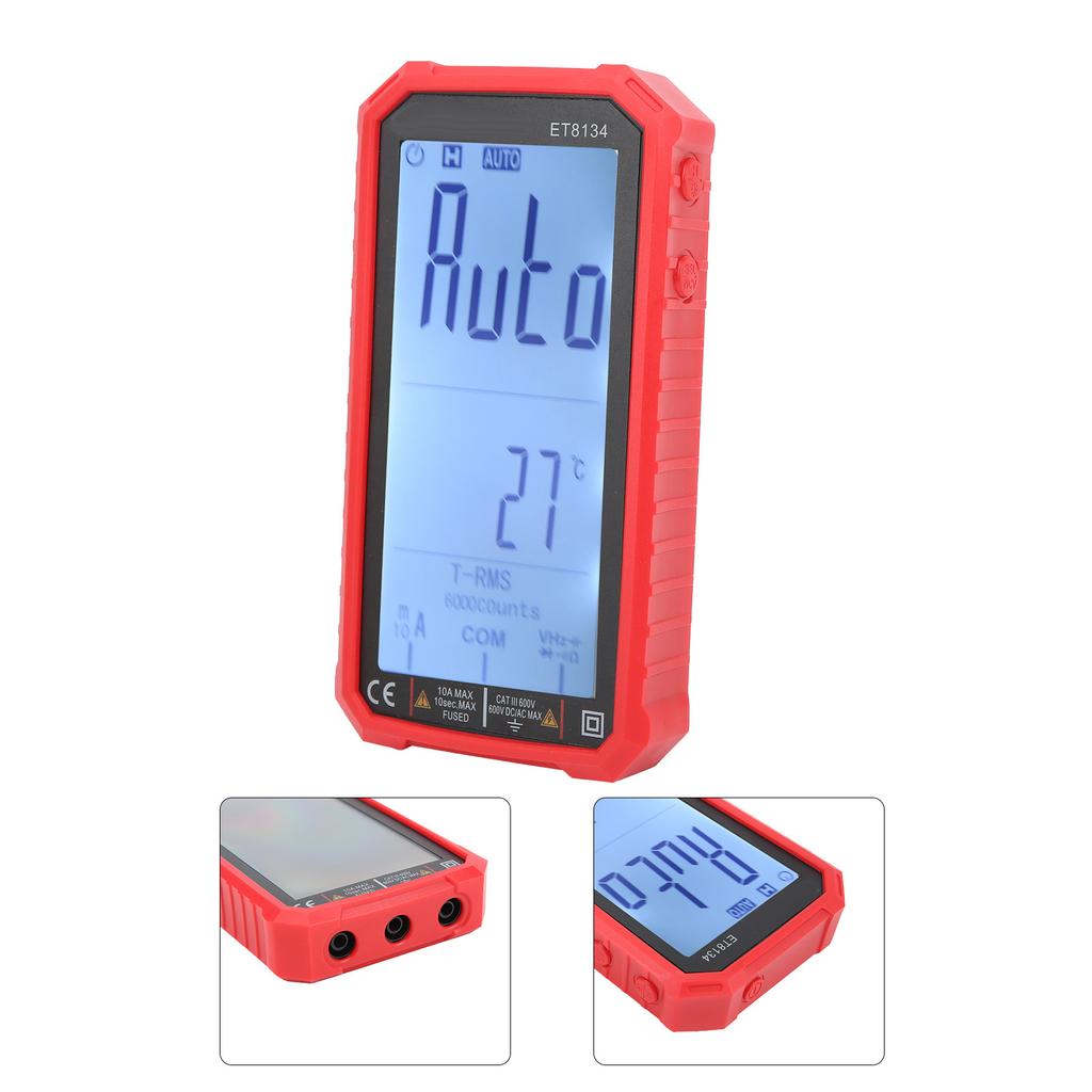 ET8134 Full Screen Multimeter Voltage Current Resistance Capacitance Tester with Color Change Alarm