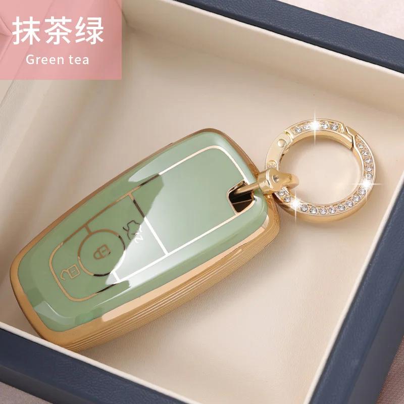 Styling Mouldings Car Key Case Cover Protect Shell Bag For Ford Fusion Mustang Explorer F150 F250 F350 EcoSport Edge S-MAX Range