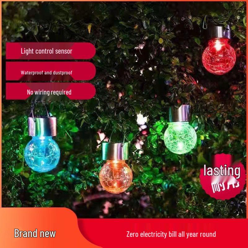 Waterproof Crackle Solar Hanging Ball Lights for Outdoor Decor