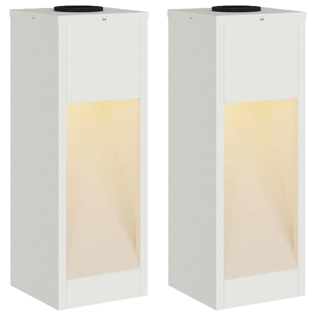 Solar LED Path Light 2 Pcs White Cold Rolled Steel