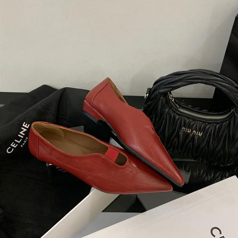 

Мода Bailamos Новые Женские Балетки Мода Острый Носок Неглубокие Слипоны Элегантные Туфли Балетки Мягкий Плоский Каблук Платье Одинарные Туфли 39 красный