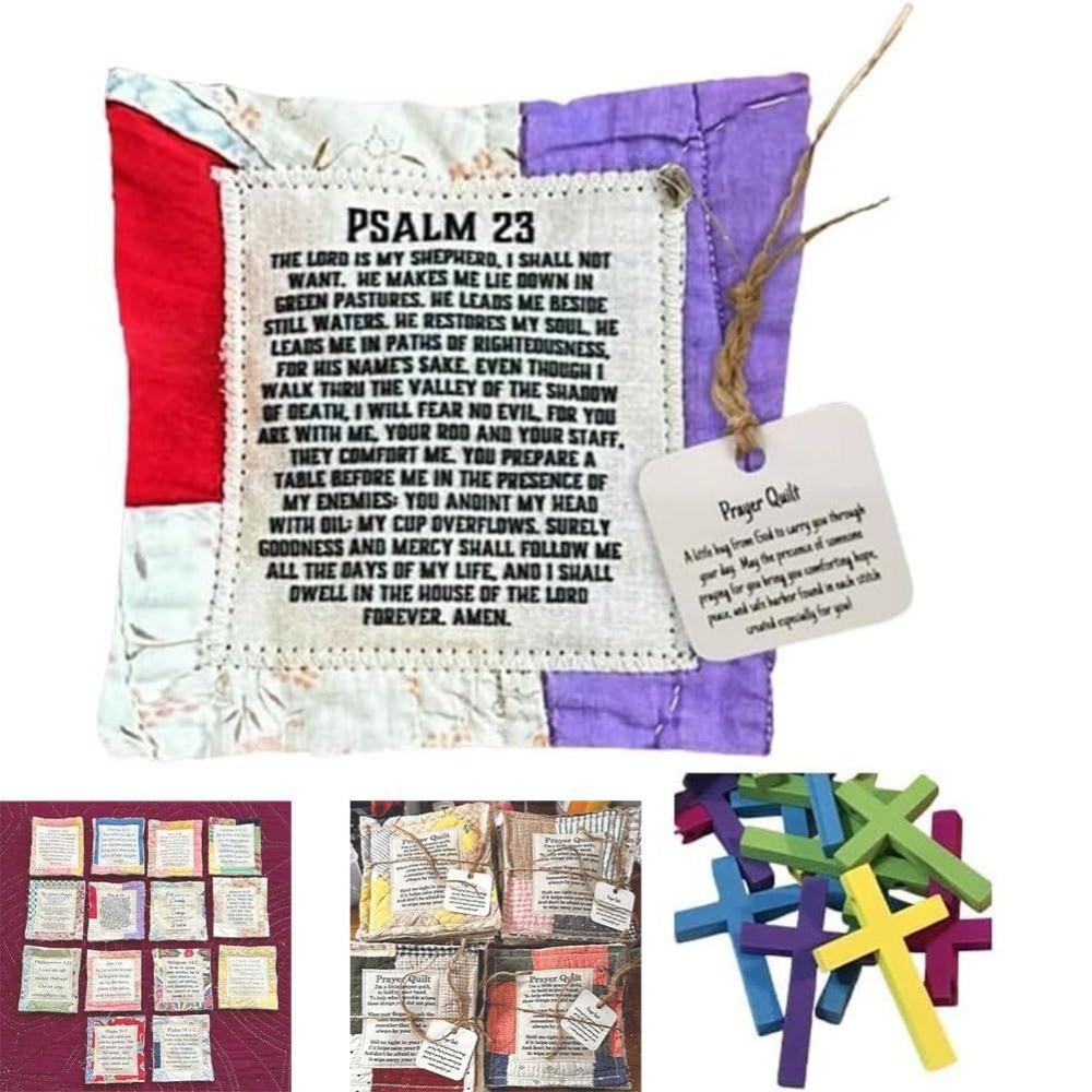 Individually Colorful Quilts Prayer Quilt with Cross Inside Prayer Gifts Handmade Sew Quilt Individually Colorful Pocket
