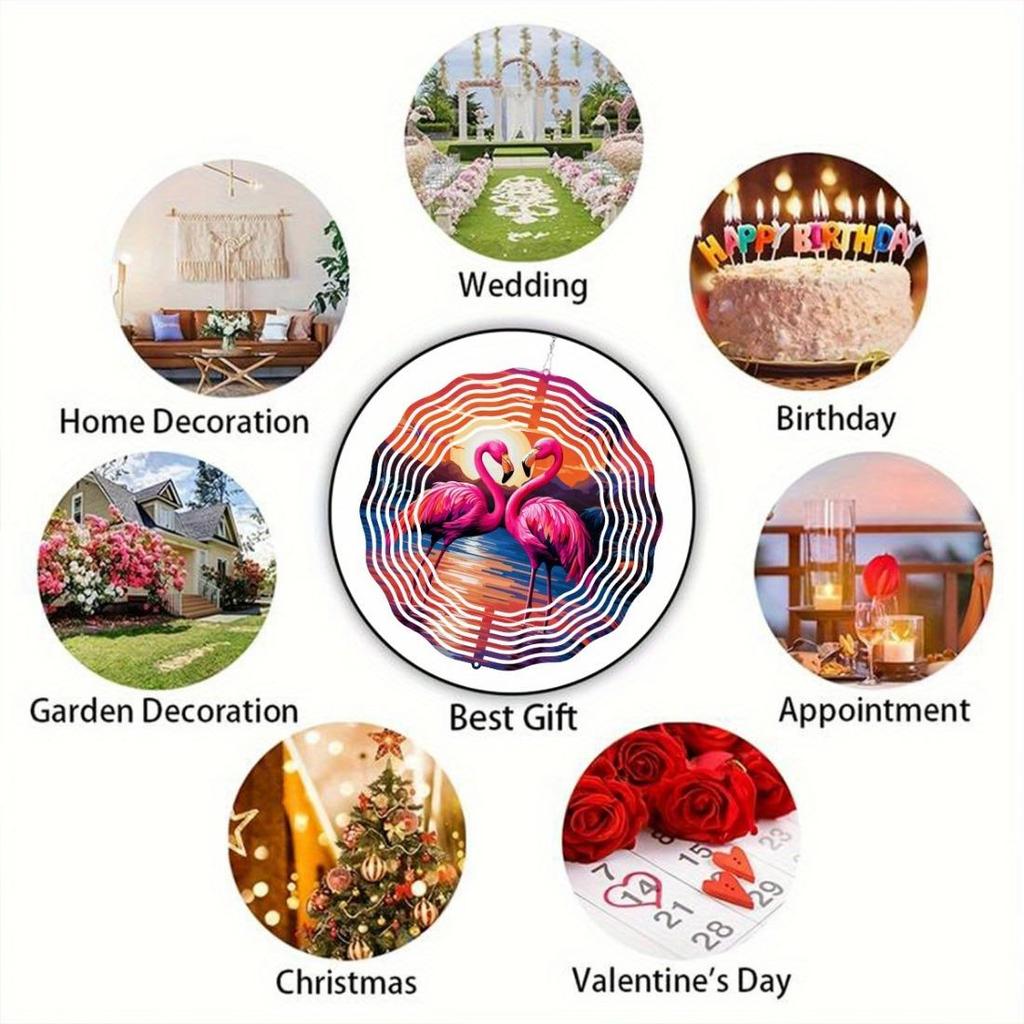 Cata-vento Flamingo Rosa Vibrante - Aço Inoxidável, Arte Cinética Decorativa de Jardim para Interior/Exterior, Perfeito para Halloween, Natal