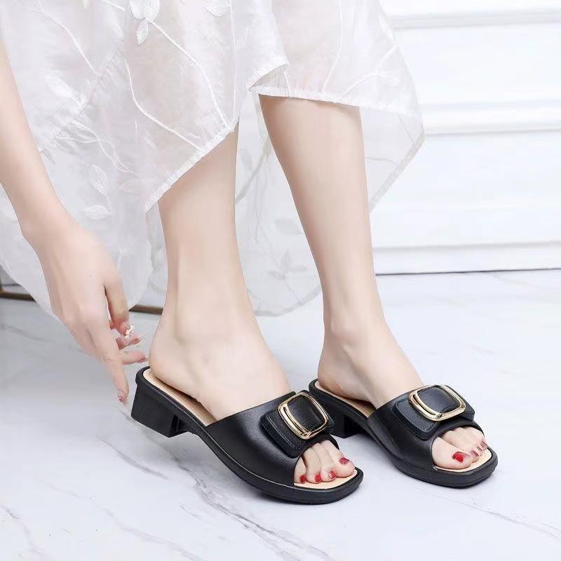 New slope heel bow slippers women wear thick bottom non-slip outside the home summer fashion women s word beach sandals 36 чёрный 1787₽