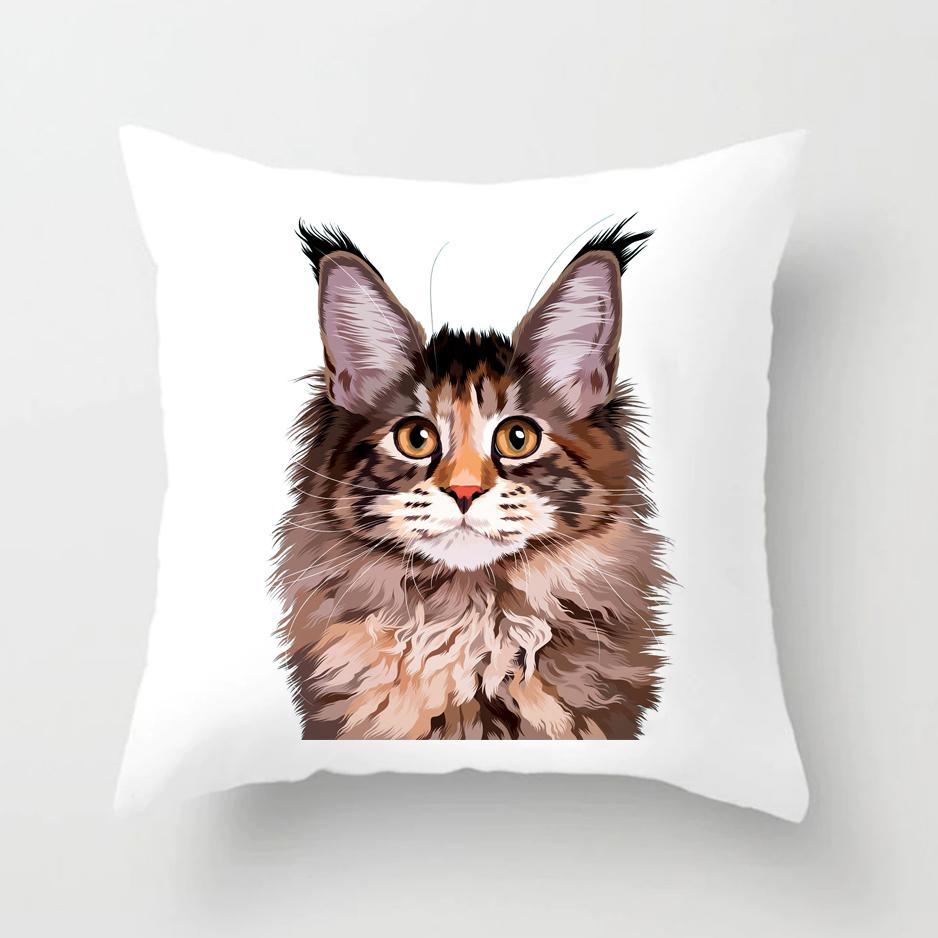 Cute Cat Pillows Cases for Sofa Home Decor Room Decoration Car Cushion Cover Polyester Pet Pillow Case Covers Pillowcase 45x45cm
