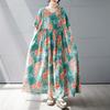 Sommer neues einfaches böhmisches langes Kleid gefettetes und vergrößertes kurzärmeliges Rundhals-Druckkleid Damenbekleidung