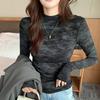 JOHLIN DREAM Women's Camouflage Semi-High Collar Long-Sleeve Tee