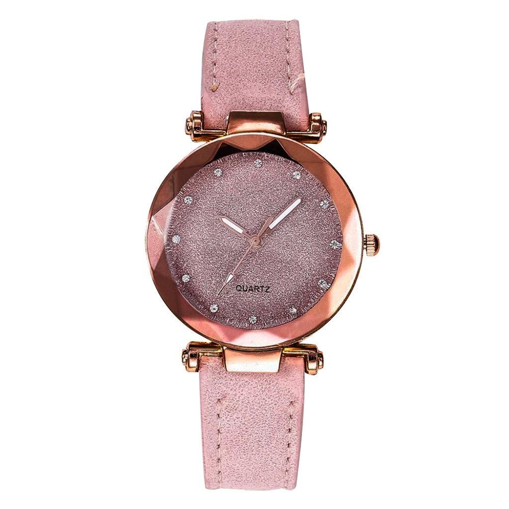 Senhoras moda coreano strass rosa ouro relógio de quartzo feminino cinto relógio