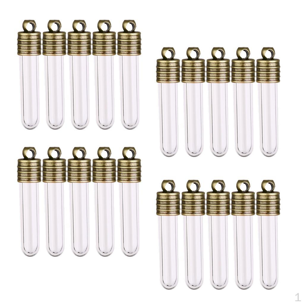 

2x Mini Empty Glass Tube Vials Charms Pendant Wish Bottles 10